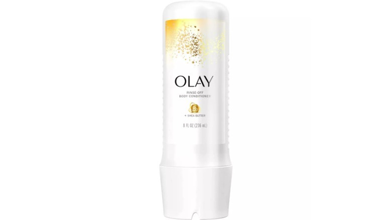 White bottle of Olay body conditioner