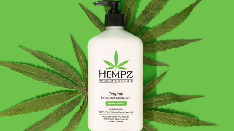 Bottle of lotion made with hemp oil