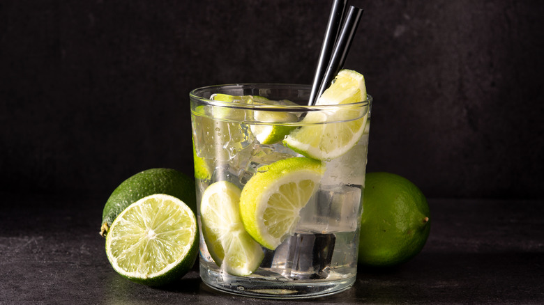 Refreshing cocktail with lime