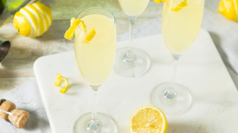Tray of French 75 cocktails