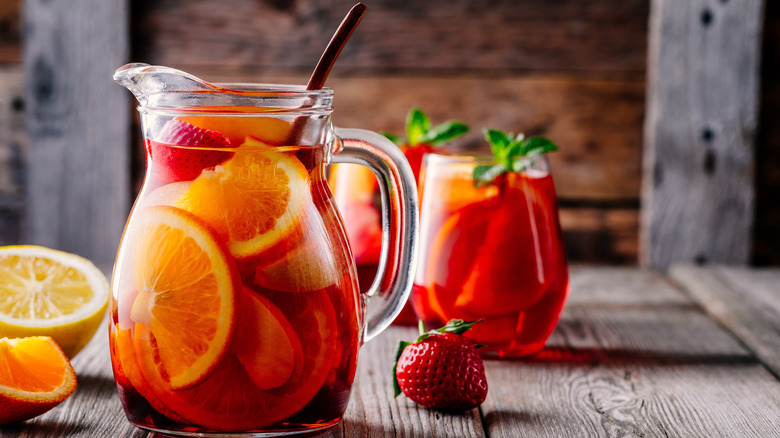 Pitcher of Sangria with glasses
