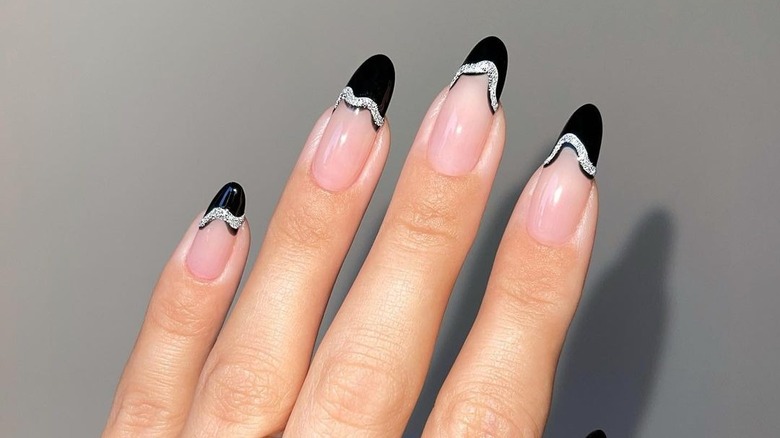 Black and silver nail art