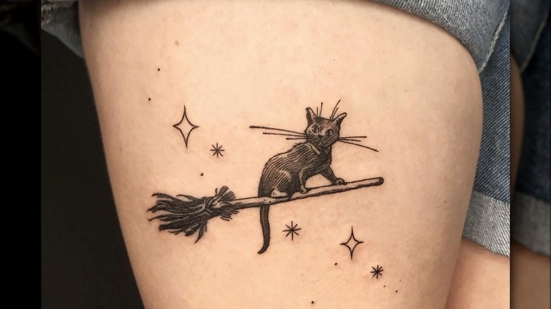 black cat tattoo