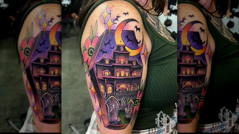 haunted house tattoo