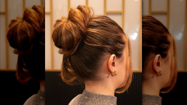 Woman with a messy bun