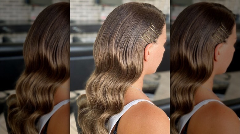 Woman with bobby pins in hair