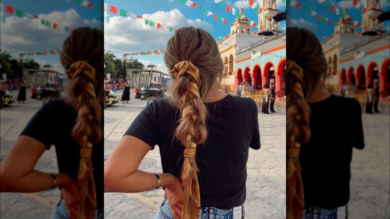 Woman with a scarf braid