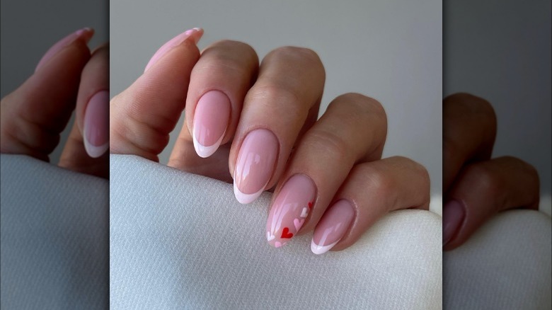 Heart French tip accent nail 