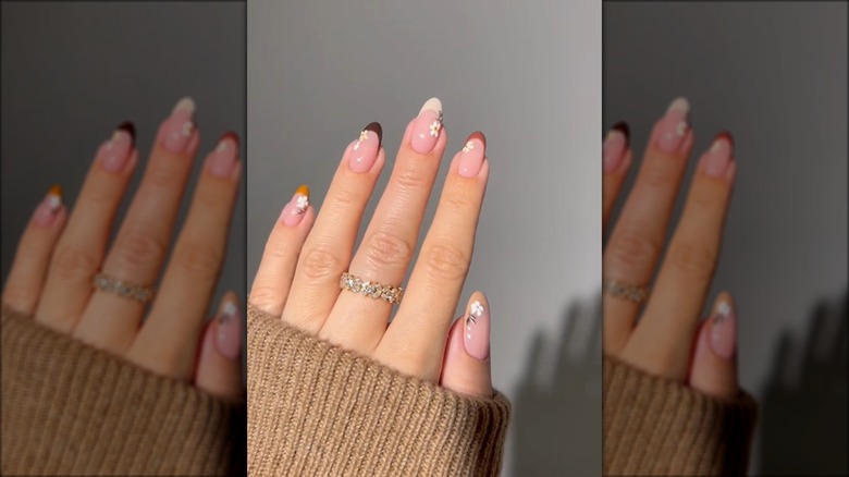 French manicure with fall-colored tips