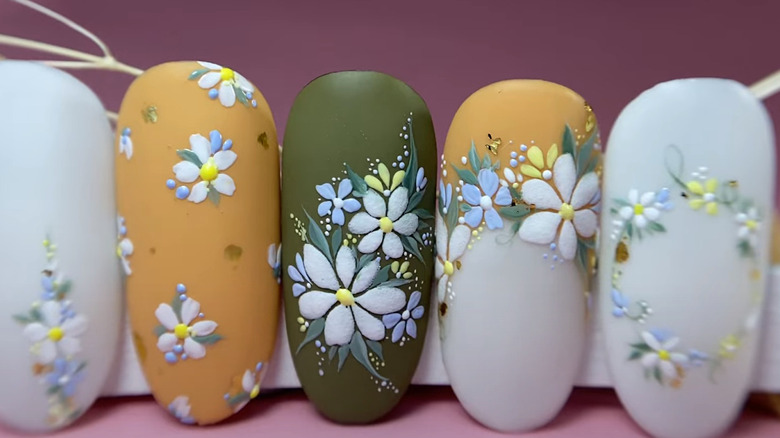 Garden flower fall palette nails