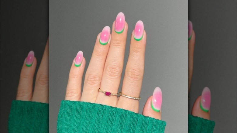 Blush watermelon-inspired nails