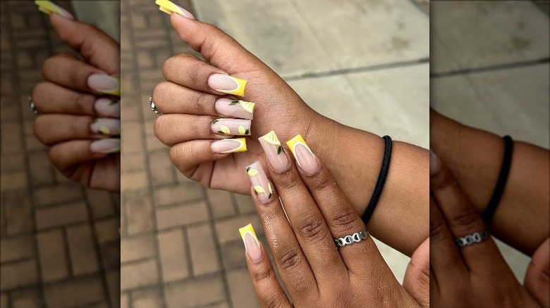 Lemon French manicure