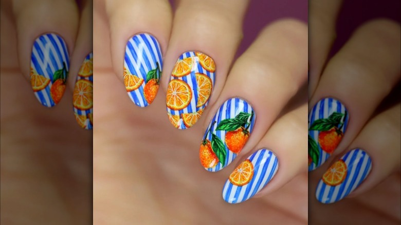 Orange picnic nails