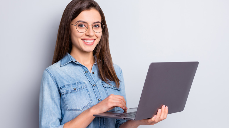 A woman and her laptop