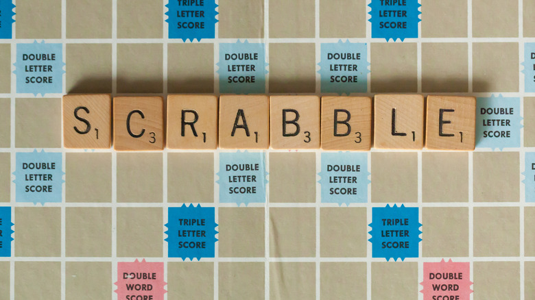 Scrabble board with SCRABBLE tiles