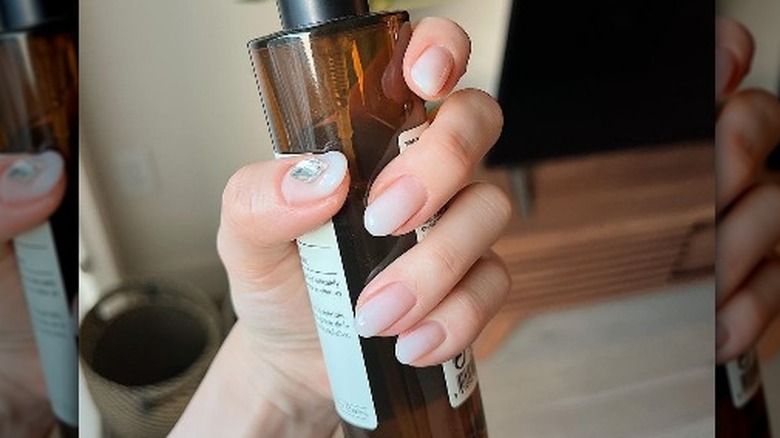 Neutral manicure with Swarovski