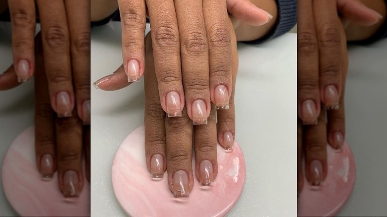 French manicure with clear tip