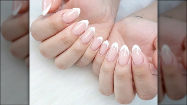 Oval shaped French manicure