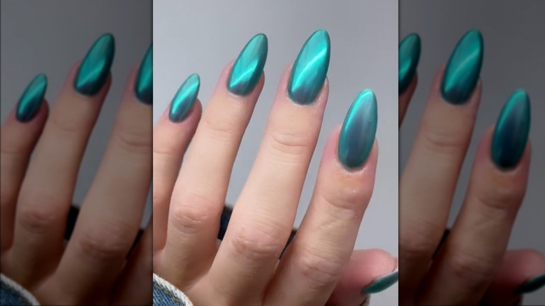 Chrome blue nails