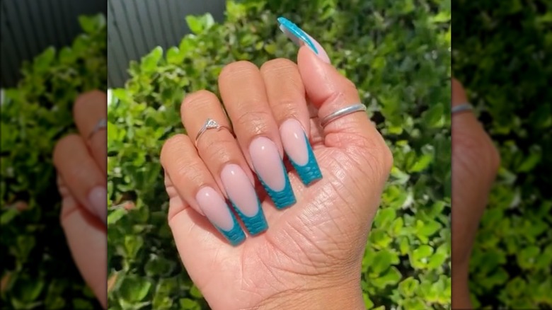 Tiffany blue French tip nails