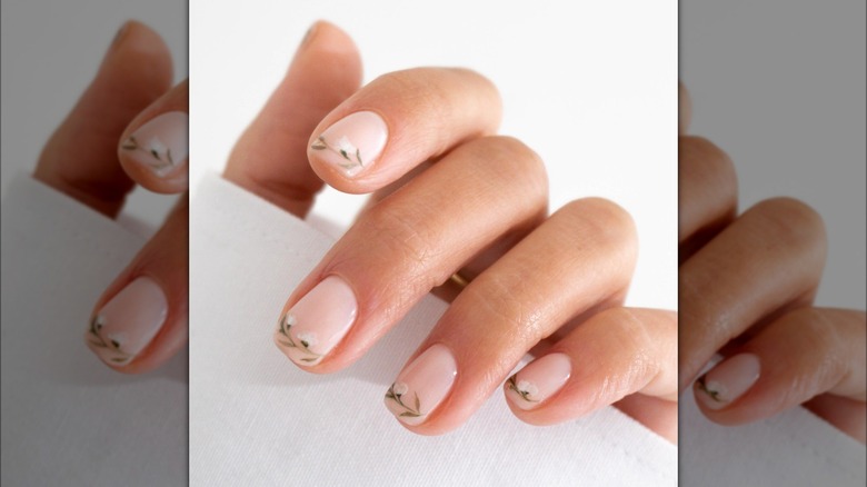 Floral French tip manicure