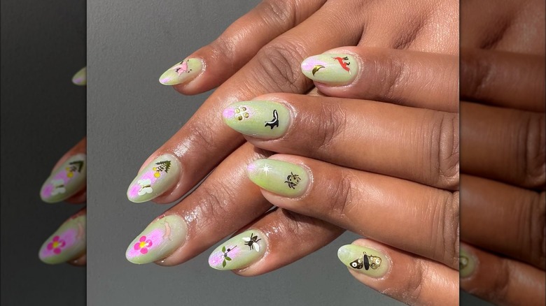 cartoon cottagecore manicure