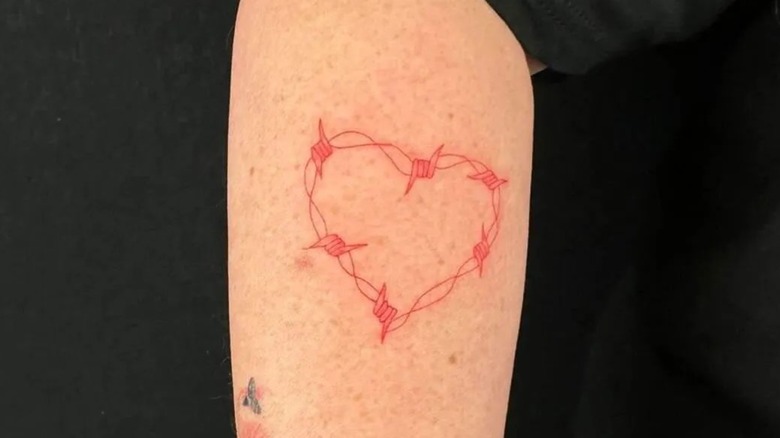 Barbed wire heart tattoo