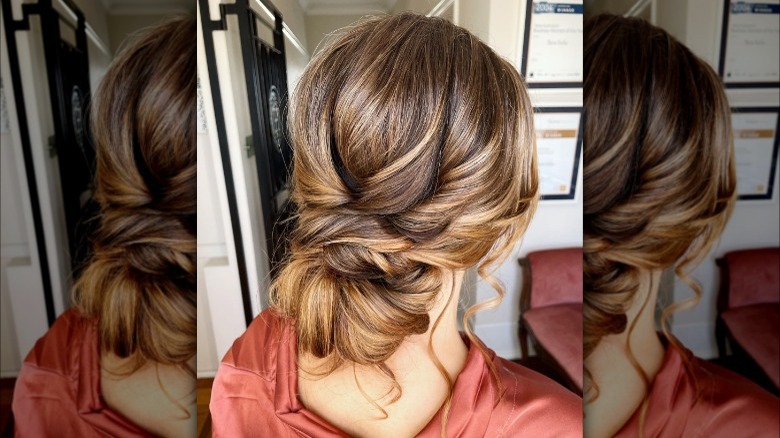 Loose curly chignon 