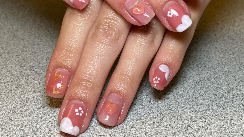 peach emoji nail art