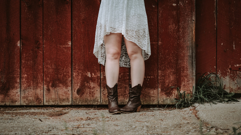 Lace skirt and cowboy boots