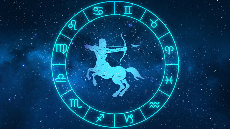 Sagittarius archer in zodiac wheel