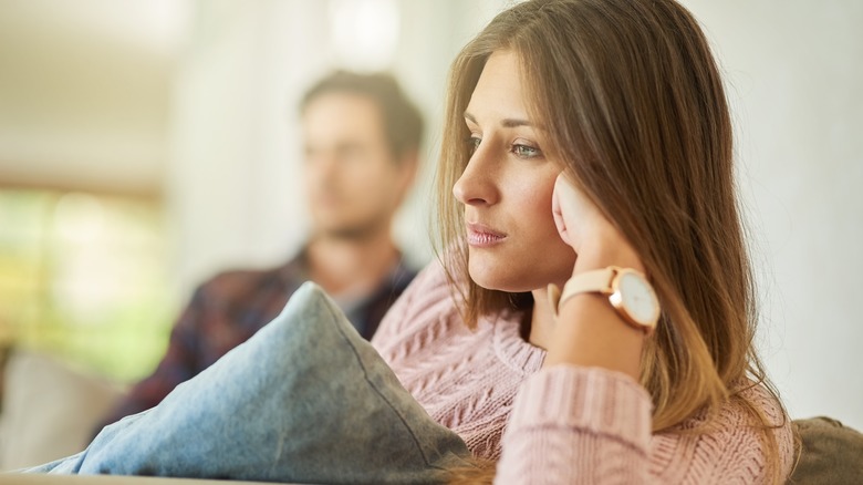 Woman upset with boyfriend