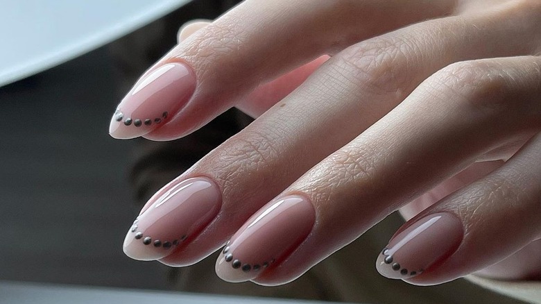 french manicure with polka dots