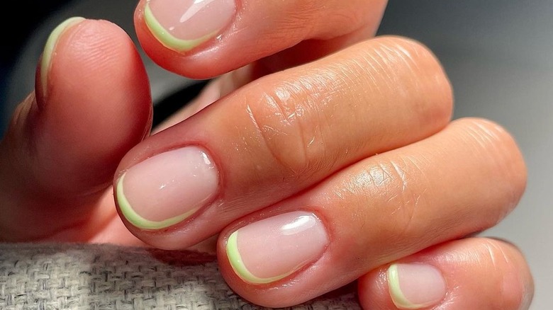 french manicure green polish