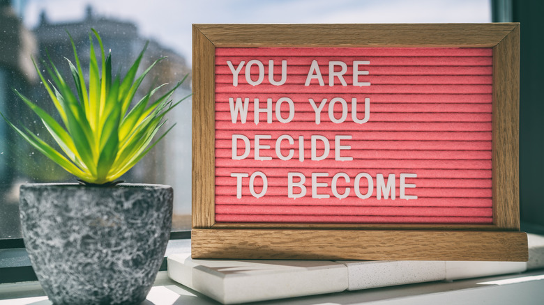 A quote on a peg board