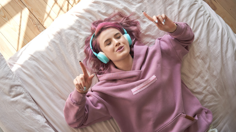 Woman listening to music