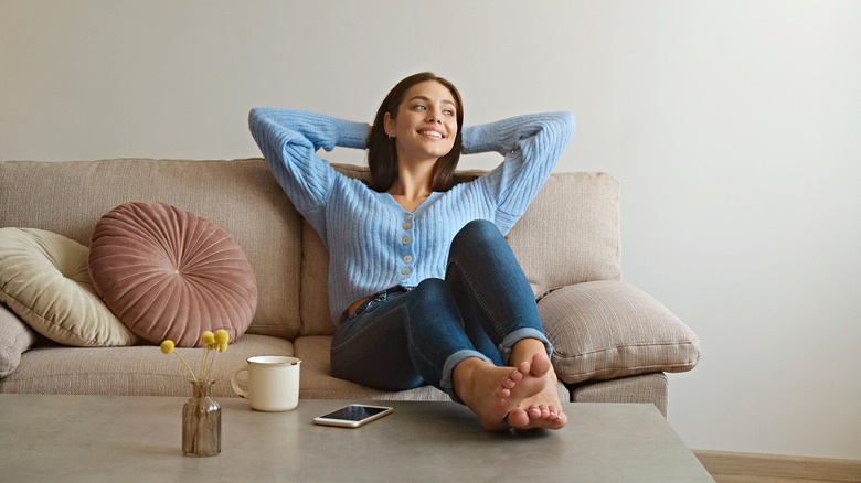 Woman relaxing on the couch