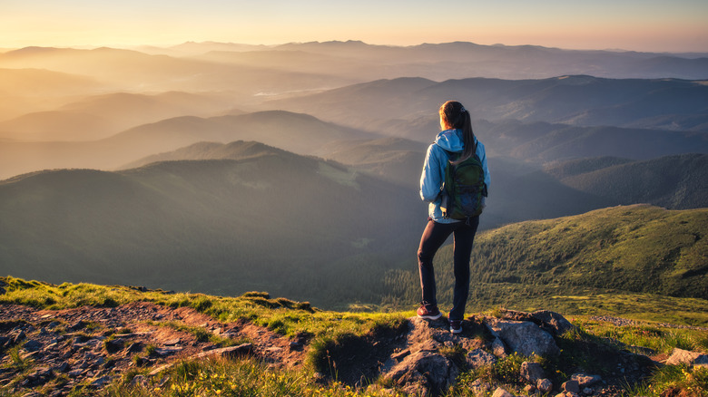 Woman enjoying the view on her hike