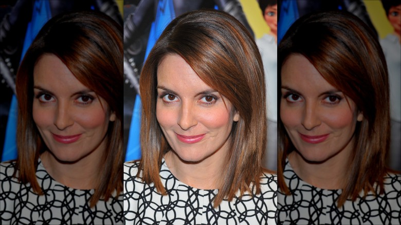 tina fey with side bangs cropped hair