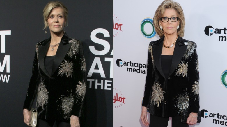 Jane Fonda in bedazzled jacket