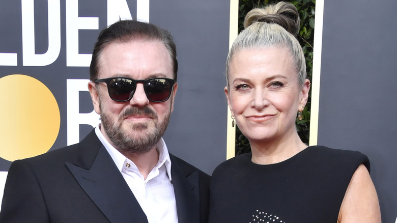 Ricky Gervais and Jane Fallon on the red carpet.