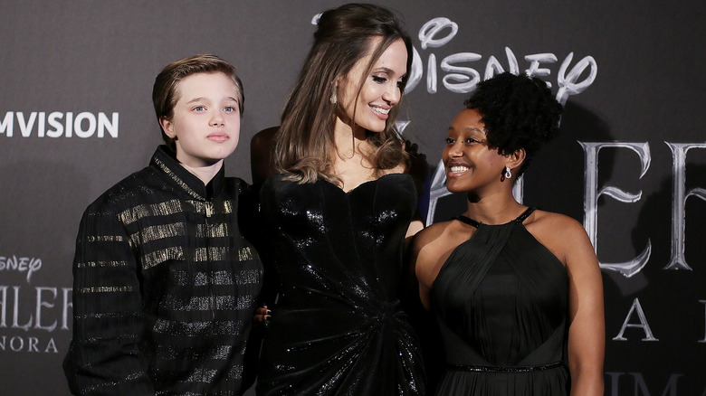 Angelina Jolie with with Shiloh and Zahara Jolie-Pitt
