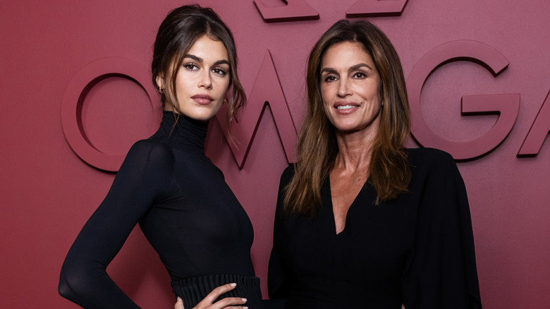 Kaia Gerber Cindy Crawford posing in black