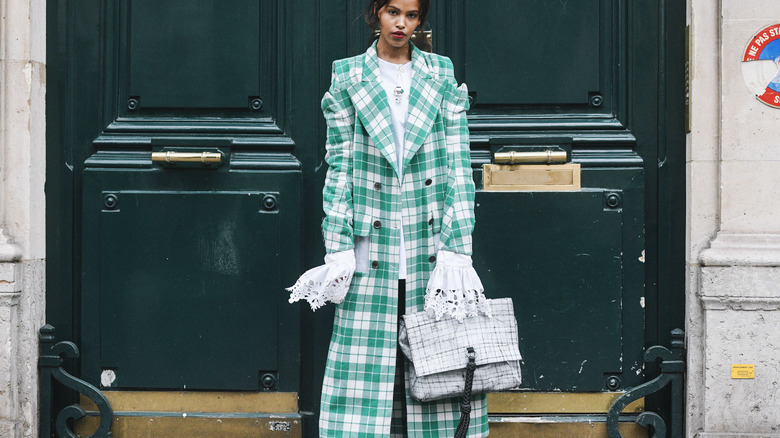 Plaid green coat