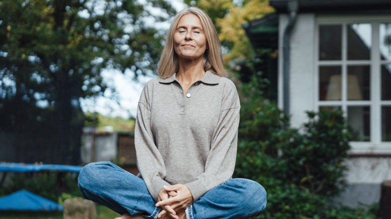 Woman sitting up straight