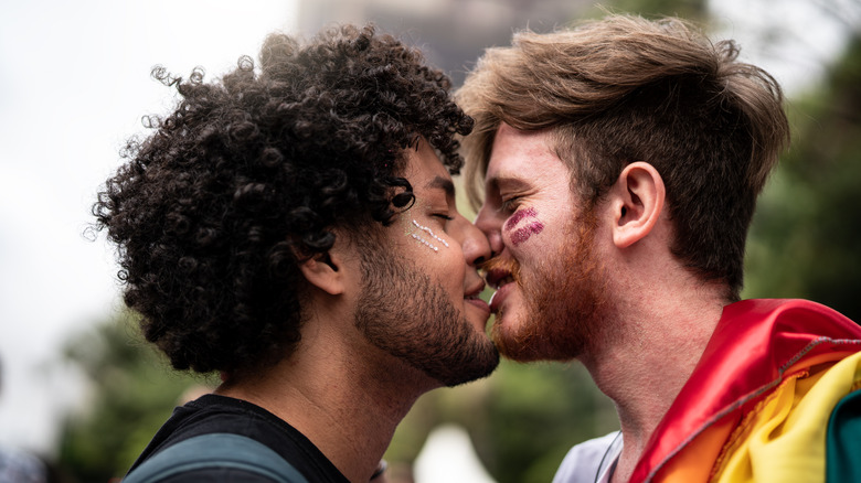 Two people kissing 