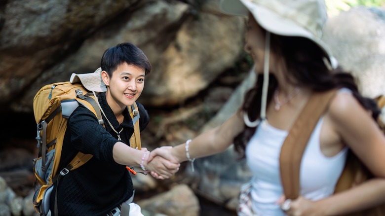 Couple hiking together