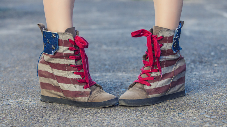 wedge sneakers with flag print