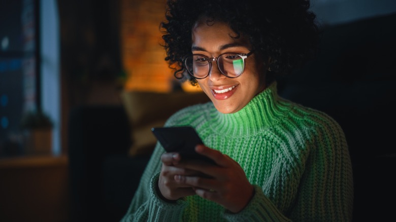 Woman reading a pleasant text