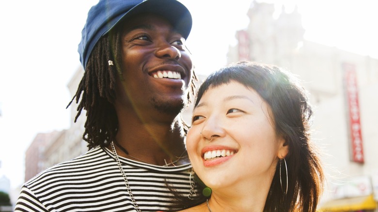 Smiling couple on date